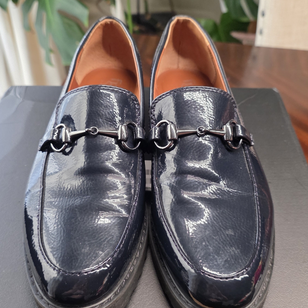 Franco Sarto Glossy Navy Blue Loafers
